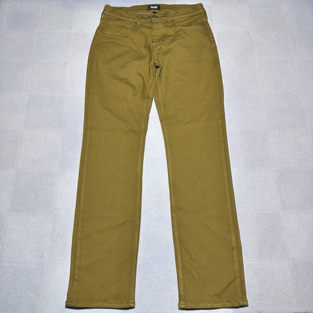 Paige Federal Jeans Mens 28x30 Straight Leg Stretch Denim Mustard Yellow‎ Ochre